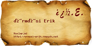Ürmösi Erik névjegykártya